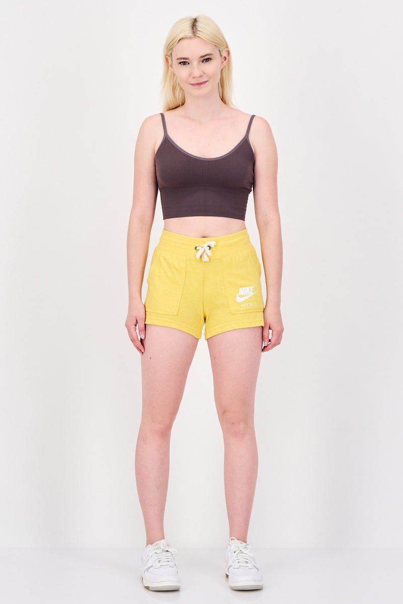 Nike Women Sportswear Fit Brand Logo Training Shorts, Yellow - Image 4