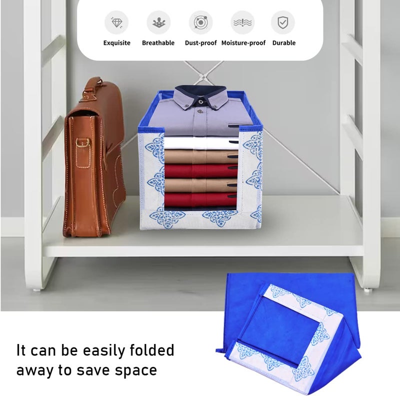Whitekrafts Shirt Stacker Wardrobe Organizer Shirt Storage Bin clothing covers for closets Printed Fabric Combo 3 Pcs - Image 5