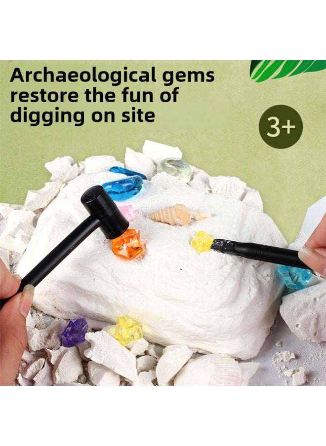 Generic - Dinosaur Skeleton Fossil Archaeological Digging Toy Boy Children Tyrannosaurus Rex Assembled Model Digging Gem Birthday Gift-Color:Gypsum Alone/Triceratops - Image 1