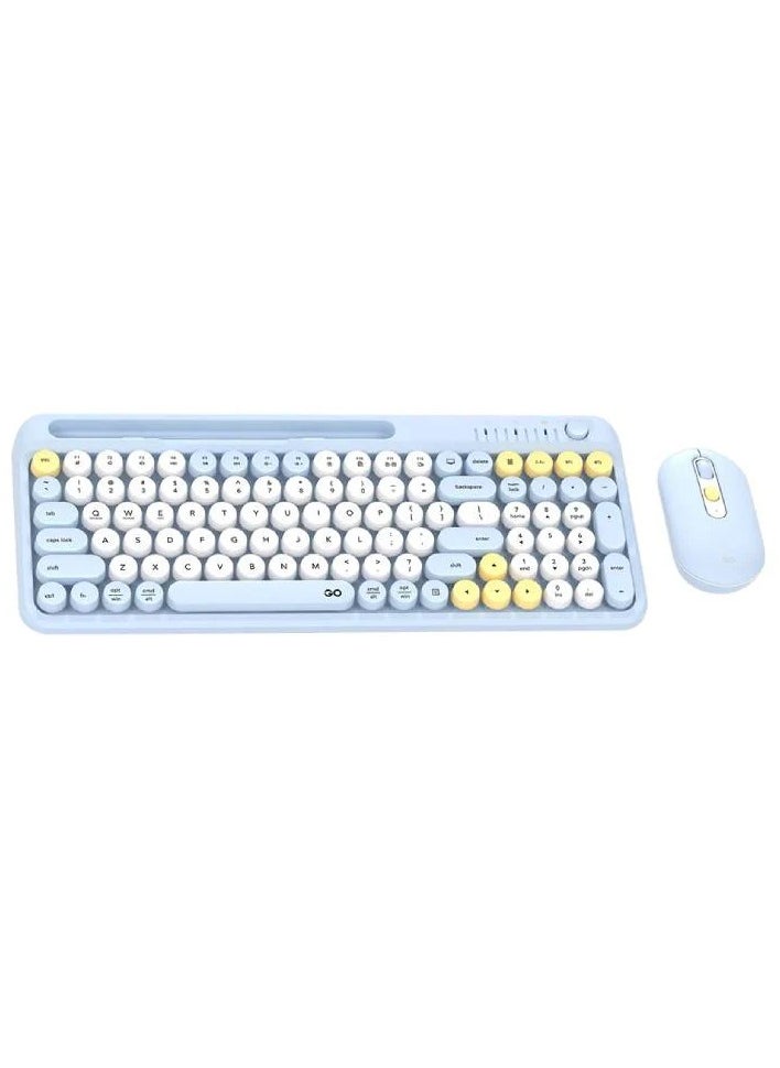 FANTECH - WK899 Dual Mode Combo ( BT3-5 & Wireless 2.4GHz ) Multi Device With Mobile Holder And Volume Knob – AR / EN layout Pop Keys – Battery Power – Support Mac & Win for PC Laptop Pad | Blue - Image 1
