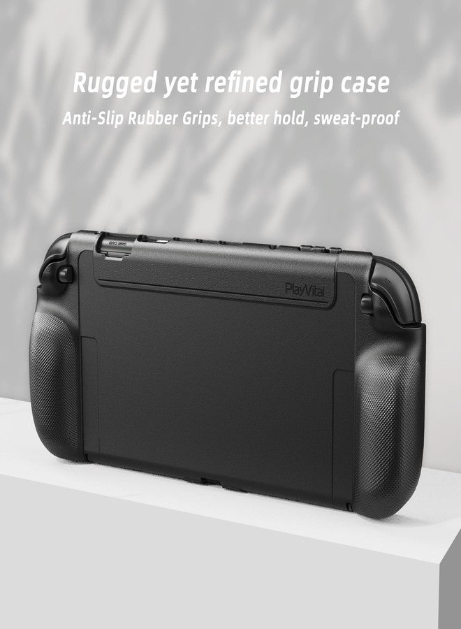 playvital PURE Protective Grip Case for Nintendo Switch 2 - Dockable Shockproof TPU Cover & 4 Thumbstick Caps | Ergonomic Anti-Slip Grips Design Accessories - Black - Image 4