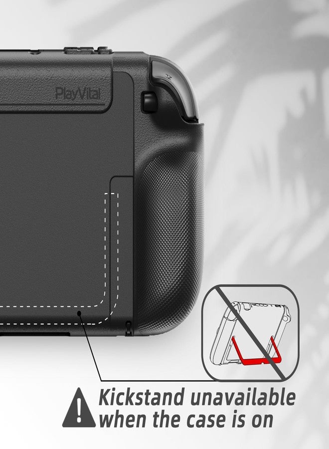 playvital PURE Protective Grip Case for Nintendo Switch 2 - Dockable Shockproof TPU Cover & 4 Thumbstick Caps | Ergonomic Anti-Slip Grips Design Accessories - Black - Image 3