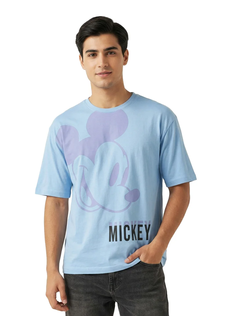 Disney Disney Men’s Mickey Graphic Cotton T-Shirt – Sky Blue