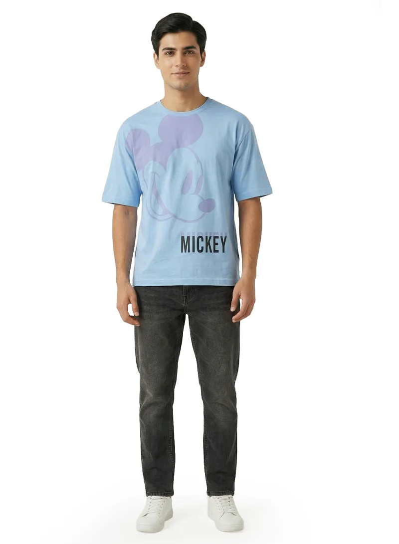 Disney Disney Men’s Mickey Graphic Cotton T-Shirt – Sky Blue
