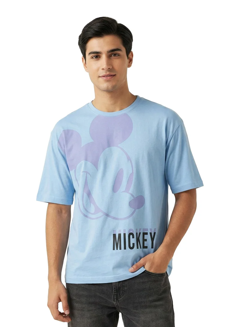 ديزني Disney Men’s Mickey Graphic Cotton T-Shirt – Sky Blue