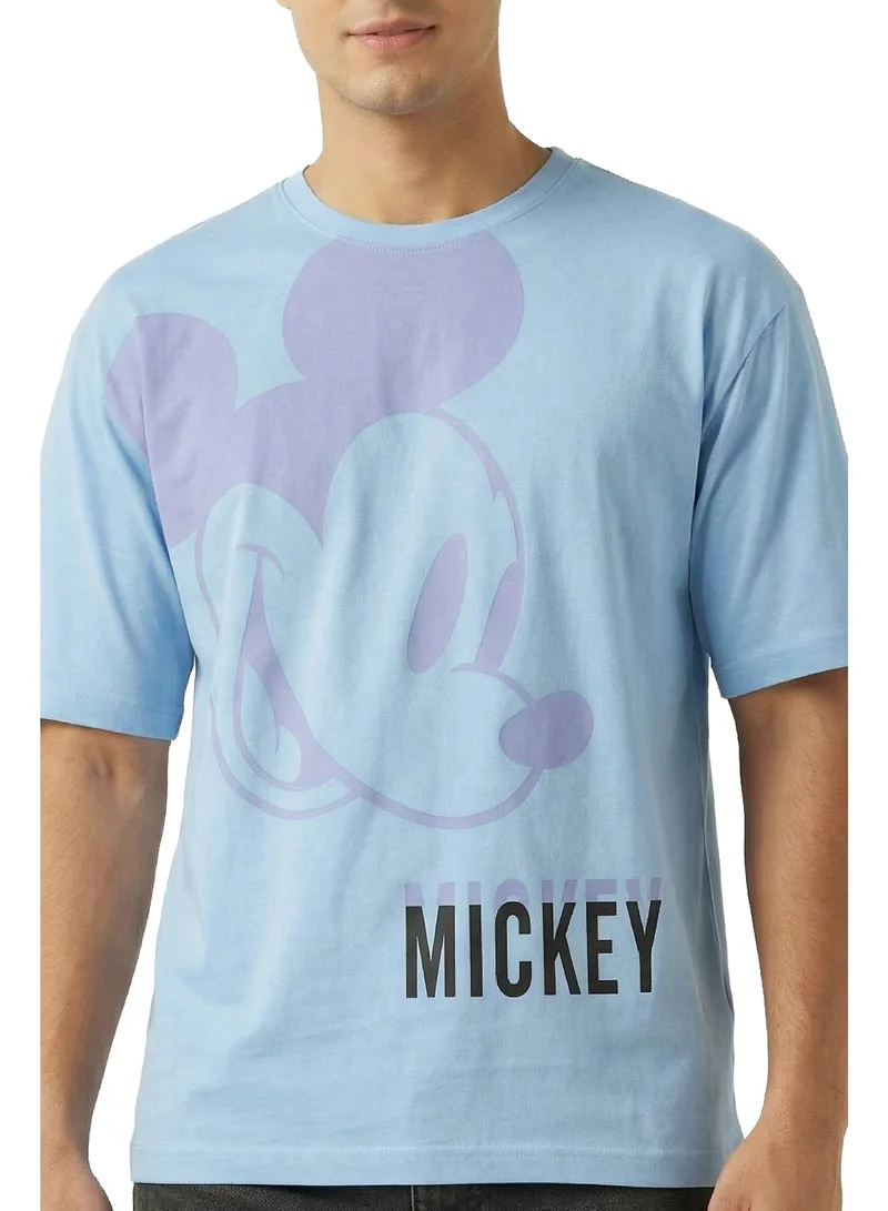 Disney  Disney Men’s Mickey Graphic Cotton T-Shirt – Sky Blue for Men | Best Price UAE