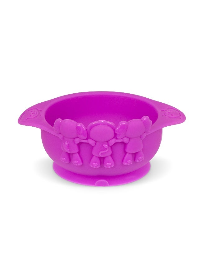 Playgro Peek-A-Boo Pals Silicone Bowl – Pink – BPA-Free Food-Grade Silicone Baby Feeding Bowl, Strong Suction Base for Weaning & Self-Feeding Toddlers - Image 1