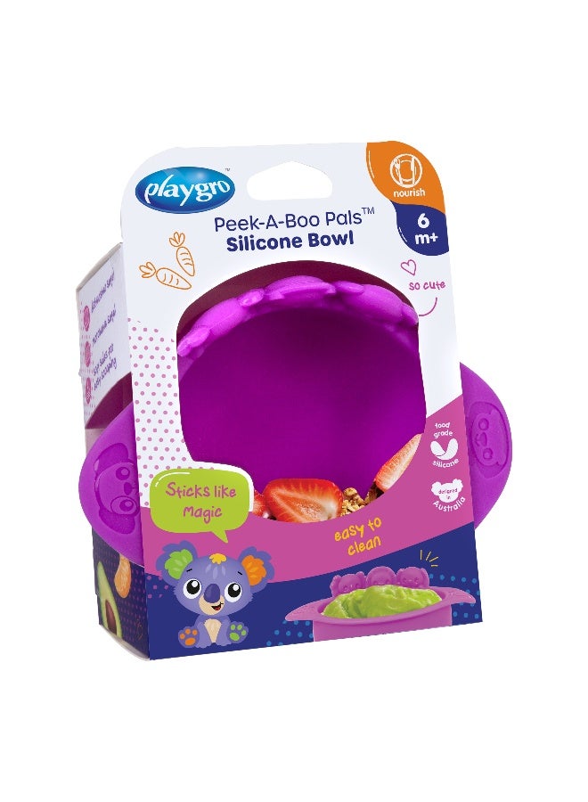 Playgro Peek-A-Boo Pals Silicone Bowl – Pink – BPA-Free Food-Grade Silicone Baby Feeding Bowl, Strong Suction Base for Weaning & Self-Feeding Toddlers - Image 5