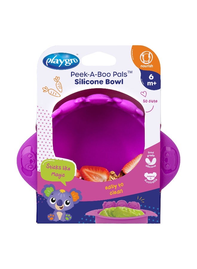 Playgro Peek-A-Boo Pals Silicone Bowl – Pink – BPA-Free Food-Grade Silicone Baby Feeding Bowl, Strong Suction Base for Weaning & Self-Feeding Toddlers - Image 4