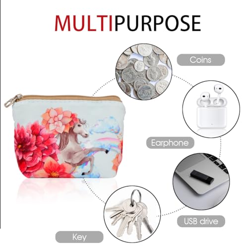 ARRIZO Women and Girls Cute Fashion Coin Purse Wallet Bag Change Pouch Key Holder (White Horse) - Image 4