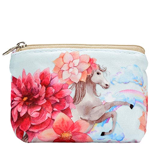 ARRIZO Women and Girls Cute Fashion Coin Purse Wallet Bag Change Pouch Key Holder (White Horse) - Image 1