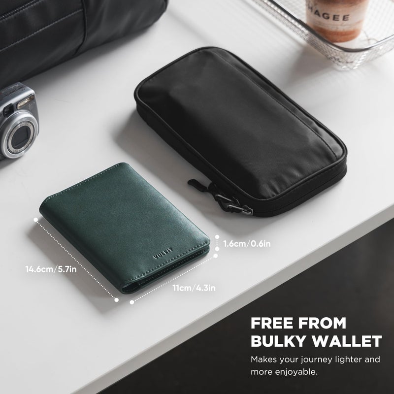 VULKIT Slim Minimalist Passport Wallet RFID Blocking Passport Holder for Travel, Leather Travel Wallet for Men Women, Magnetic Closure - Image 4