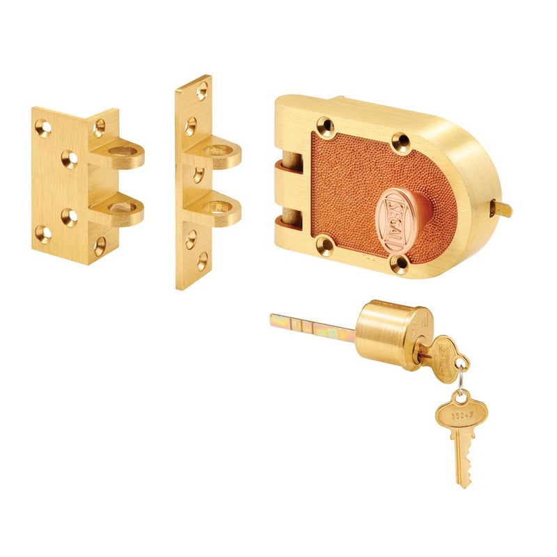 Segal SE 15361 Deadbolt JimmyProof Design Prohibits Forced Entry by Spreading of Door Frames Solid Bronze Alloy Brushed Brass Angle and FLAT Strike Single Cylinder Single Pack
