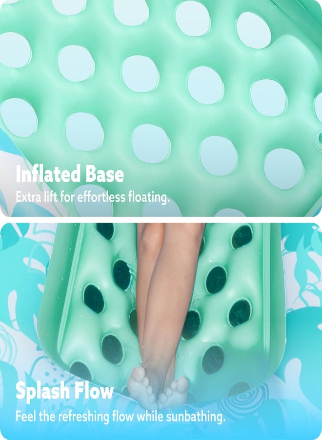 Sloosh عوامة حمام سباحة قابلة للنفخ من SLOOSH، مقاس 72 بوصة × 38 بوصة، سرير نهاري للبالغين مع حاملات أكواب، مسند ظهر قابل للتعديل، كرسي حمام سباحة قابل للنفخ، عوامات (أزرق سماوي) - Image 3