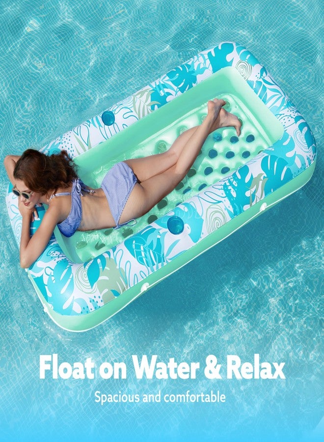 Sloosh عوامة حمام سباحة قابلة للنفخ من SLOOSH، مقاس 72 بوصة × 38 بوصة، سرير نهاري للبالغين مع حاملات أكواب، مسند ظهر قابل للتعديل، كرسي حمام سباحة قابل للنفخ، عوامات (أزرق سماوي) - Image 4