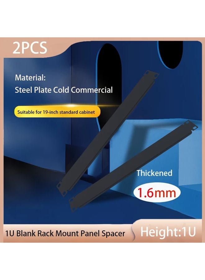 2Pcs 1U Blank Rack Mount Panel Spacer for 19 Inch Server Network Cabinet Black - Image 2