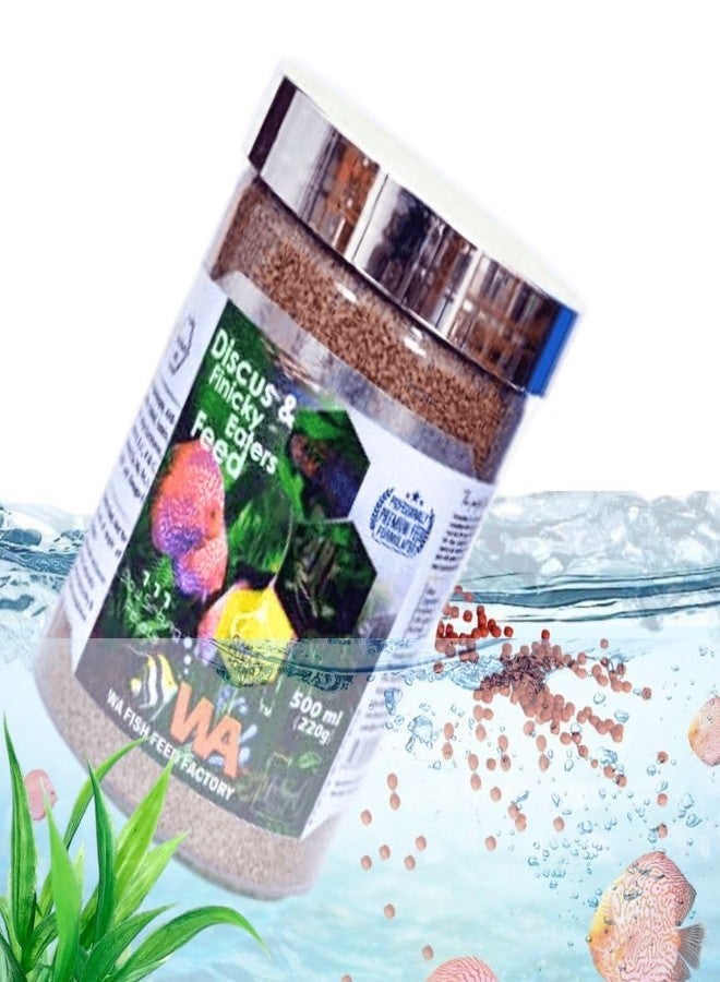 VAYINATO Wa Discus&Finicky Eaters Fish Food,500Ml(220G)|Garlic Extract Added|Slow Sinking Pellets By Petzlifeworld - Image 1