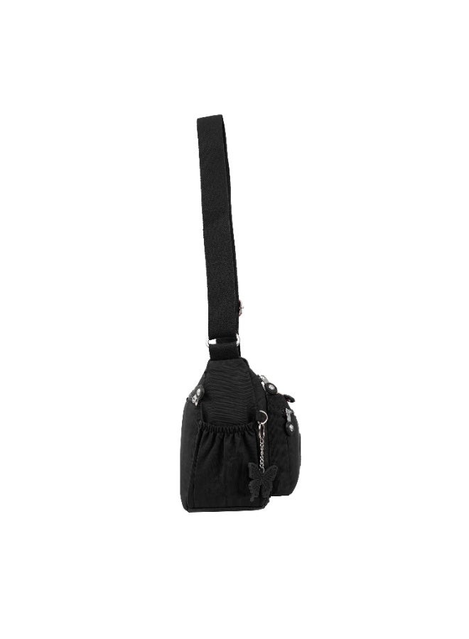 Caprice Collection Unisex Medium Crossbody Bag – Waterproof Nylon, Lightweight & Compact, Black - Image 4