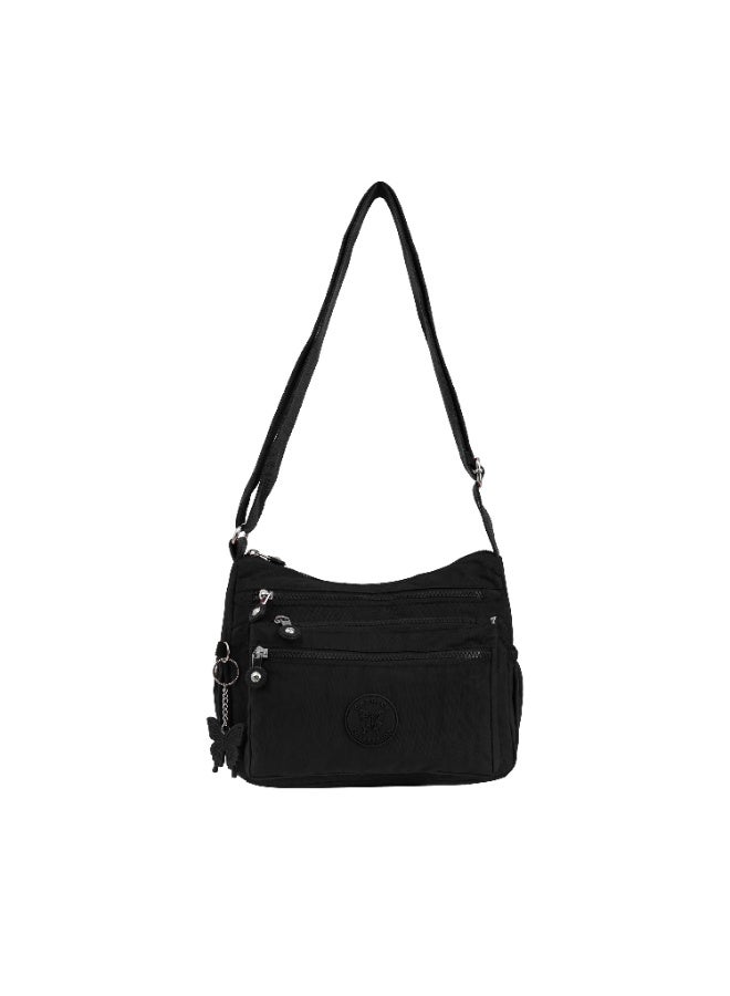 Caprice Collection Unisex Medium Crossbody Bag – Waterproof Nylon, Lightweight & Compact, Black - Image 1