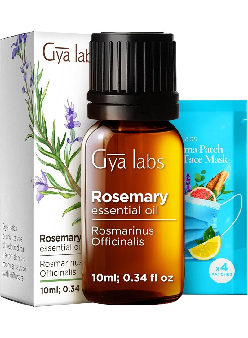 Gya Labs Rosemary Essential Oil - 100% Natural Rosemary Oil for Hair, Skin & Scalp, Rosemary Essential Oil for Diffuser - 100% Pure Aromatherapy Oils (0.34 fl oz)