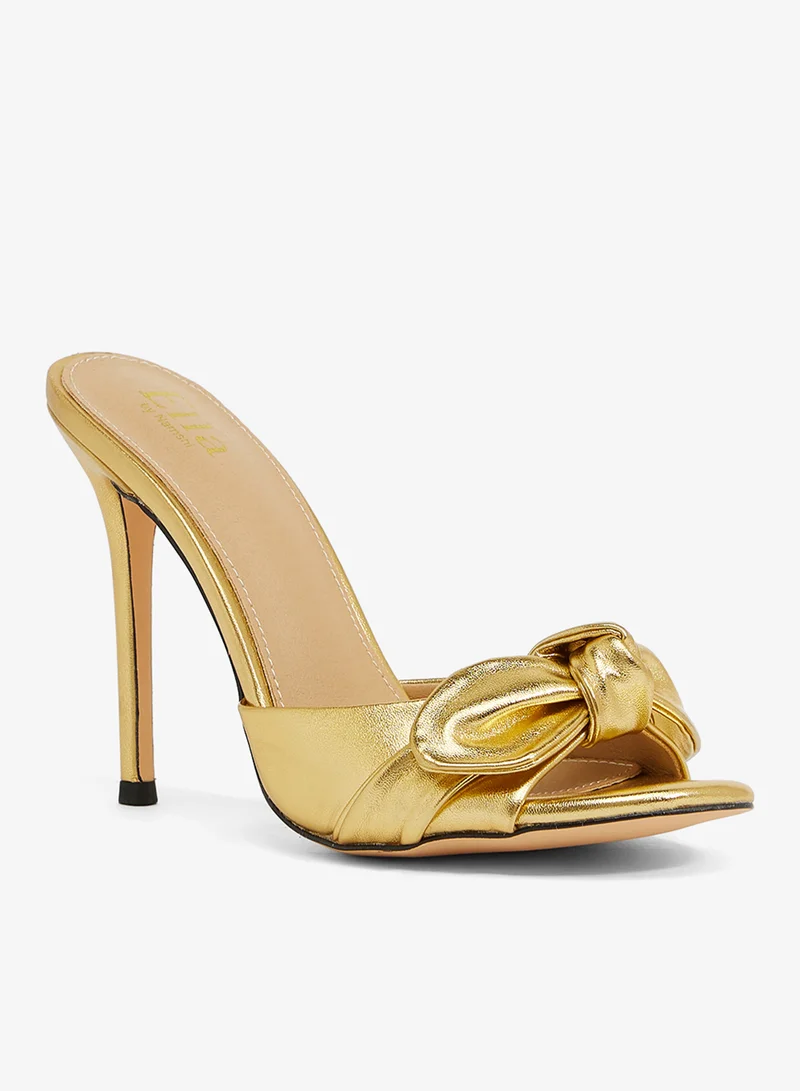 Ella Limited Edition Gold Bow Detail High Heel Sandals for Women | Best Price UAE