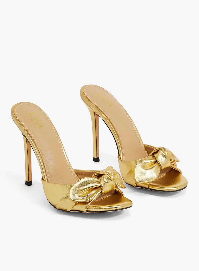 Ella Limited Edition Gold Bow Detail High Heel Sandals for Women | Best Price UAE