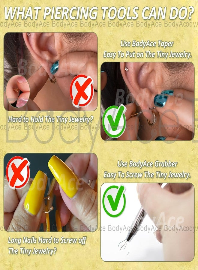 BodyAce Long Internally Threaded Tragus Piercings 16G 18G 20G Medusa Lip Jewelry Surgical Steel Flat Back Earrings Cartilage Helix Studs Nose Rings Monroe Labret Stud [16G(1.2mm);BL:6mm+8mm] - Image 4