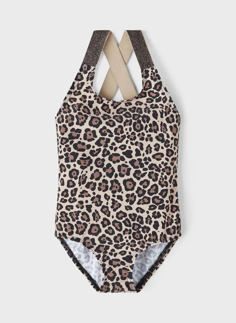 NAME IT Kids Leopard Print Swimsuit