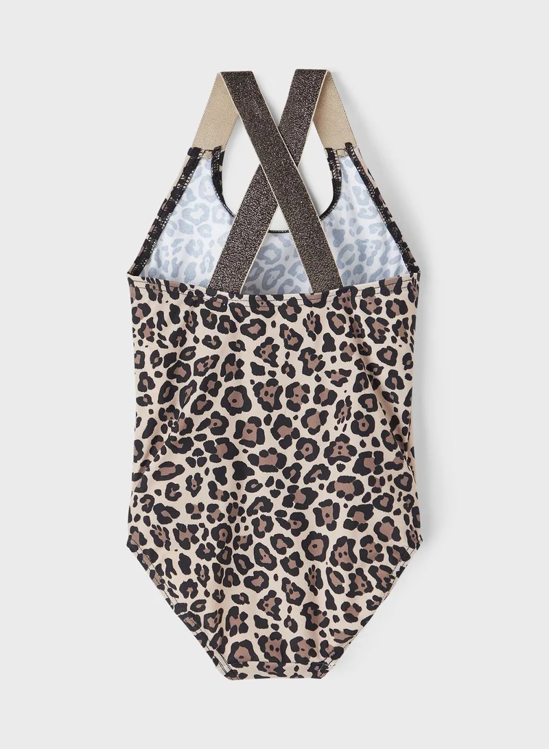 NAME IT Kids Leopard Print Swimsuit