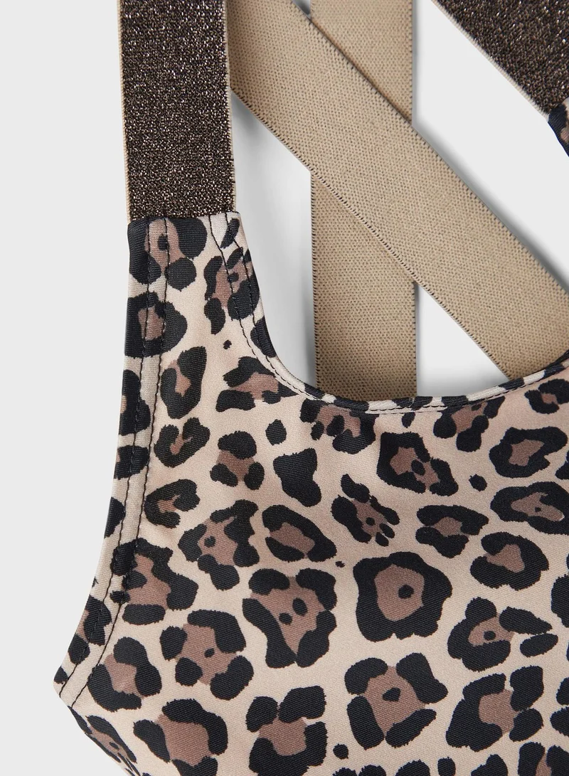 NAME IT Kids Leopard Print Swimsuit