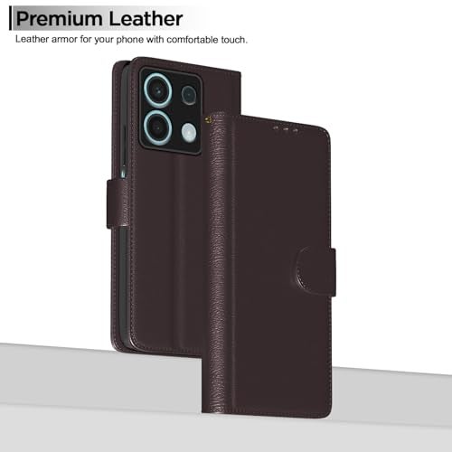 Pikkme Flip Cover for Redmi Note 13 5G | Leather Finish | Shockproof with Card Pockets & Wallet Stand | Ultimate Protection Case(Coffee) - Image 2