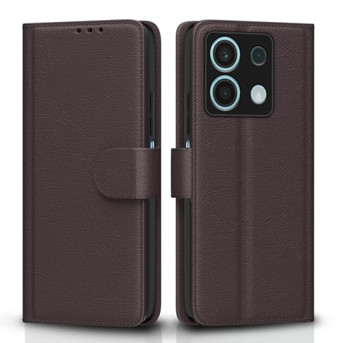 Pikkme Flip Cover for Redmi Note 13 5G | Leather Finish | Shockproof with Card Pockets & Wallet Stand | Ultimate Protection Case(Coffee) - Image 1