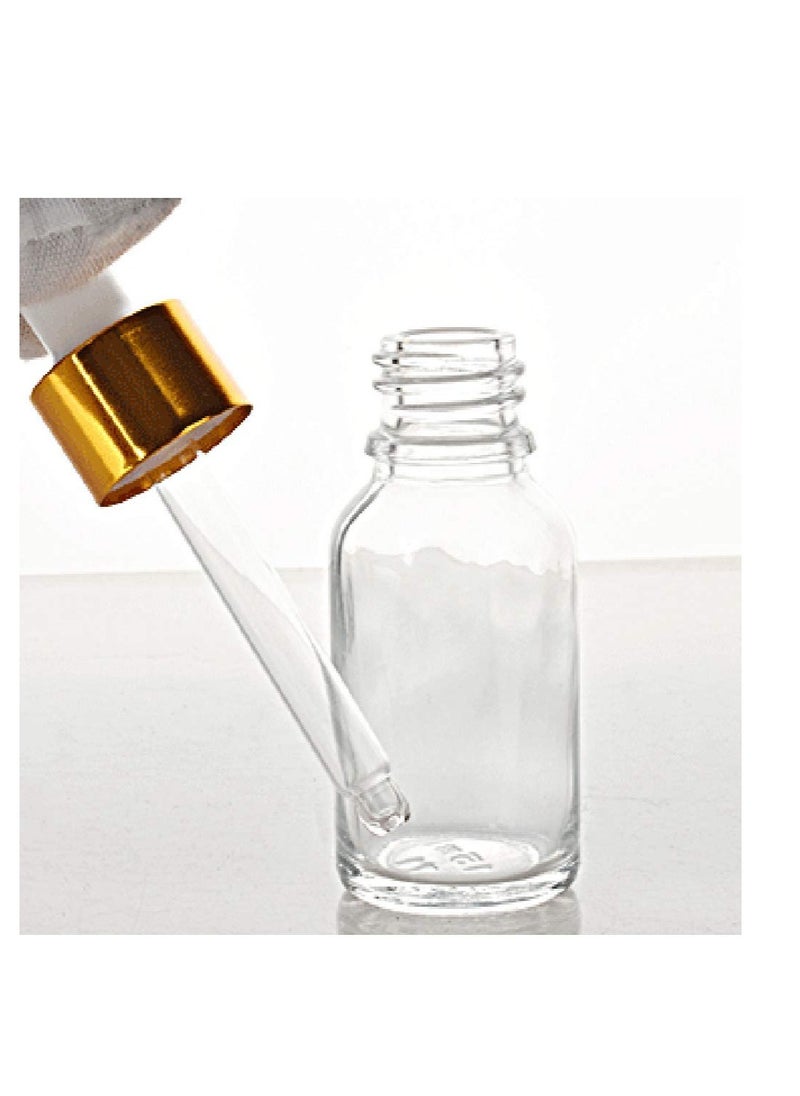 glasstore - 5 Packs Clear Glass Bottle,Essential Oil Dropper Bottles Perfume Sample Vials Cosmetic Containers With Glass Eye Dropper And Gold Lids (100ml/3.4oz) - Image 1