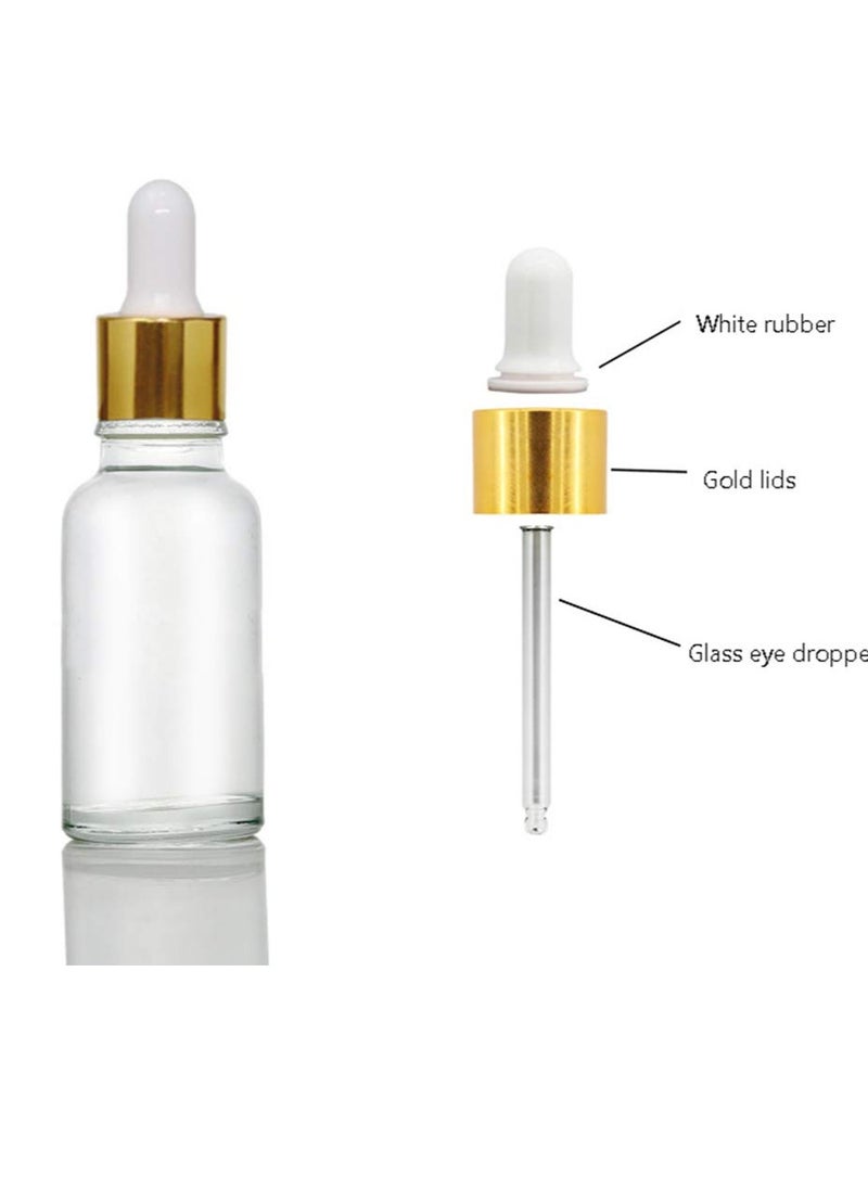 glasstore - 5 Packs Clear Glass Bottle,Essential Oil Dropper Bottles Perfume Sample Vials Cosmetic Containers With Glass Eye Dropper And Gold Lids (100ml/3.4oz) - Image 1