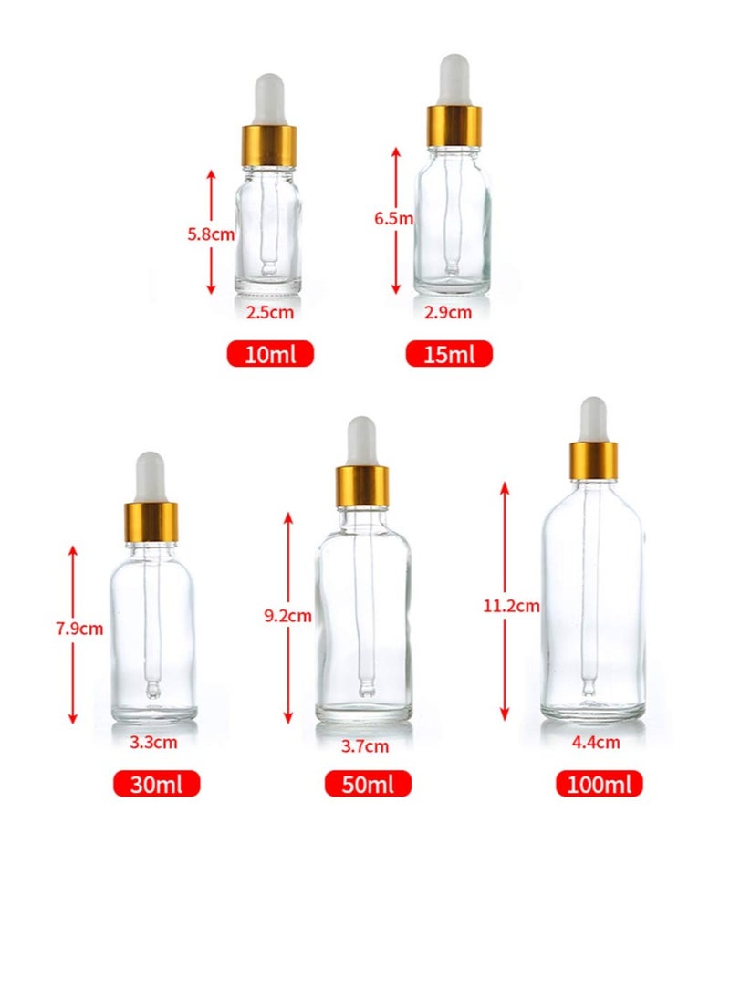 glasstore - 5 Packs Clear Glass Bottle,Essential Oil Dropper Bottles Perfume Sample Vials Cosmetic Containers With Glass Eye Dropper And Gold Lids (100ml/3.4oz) - Image 1