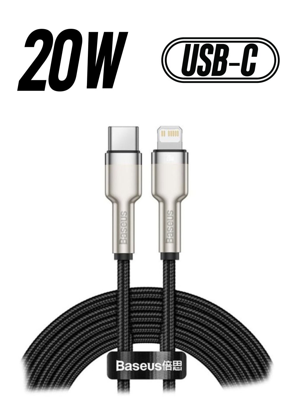 USB C to Lightning Fast Charging Data Transfer Cable PD 20W Cafule Series Power Delivery for iPhone 14/14 Pro/13 Pro/13 Pro Max/13/13 mini, iPad 9, 12 mini/12/12 Pro , 2M Black