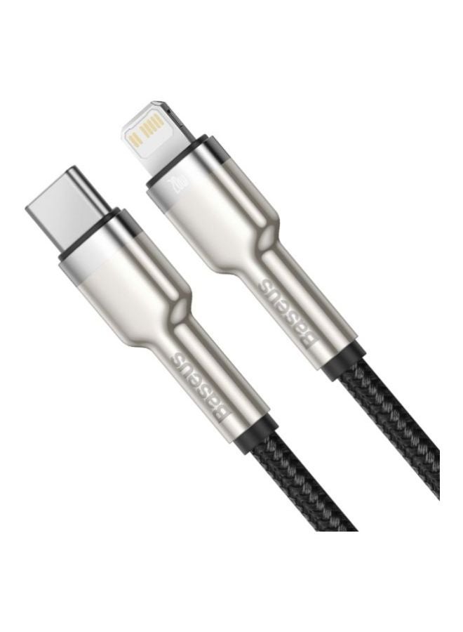 بيسوس كابل USB C إلى لايتنينج للشحن السريع ونقل البيانات وبتقنية PD بقدرة  20 وات من سلسلة كافولي ومتوافق مع آيفون 14/14 برو/ 13 برو/ 13 برو ماكس / 13/13 ميني، آي باد 9، 12 ميني/ 12/12 برو، بطول مترين أسود - Image 2