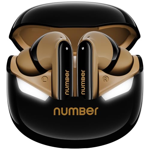 Number Super Buds GT S9 Gaming TWS, Ultra-Low Latency Gaming Earbuds with Monster Bass & LED Case, Quad Mic ENC, 70H Playtime, BT 5.4, IPX5 (Black Desert) - Image 1