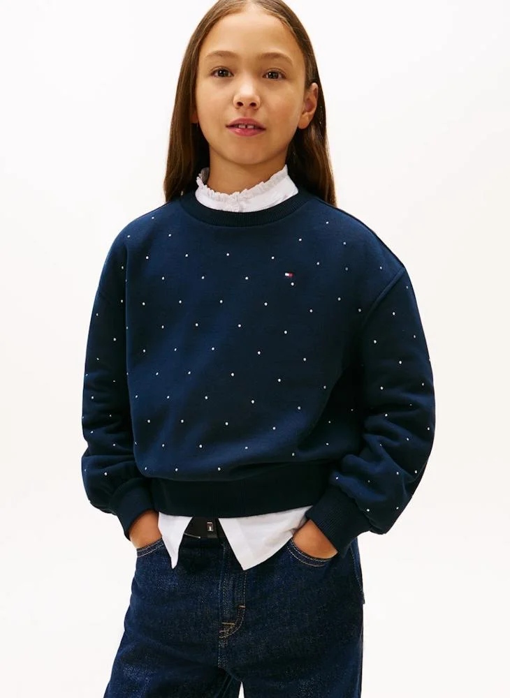 TOMMY HILFIGER Youth Festive Stud Crew Neck Sweatshirt