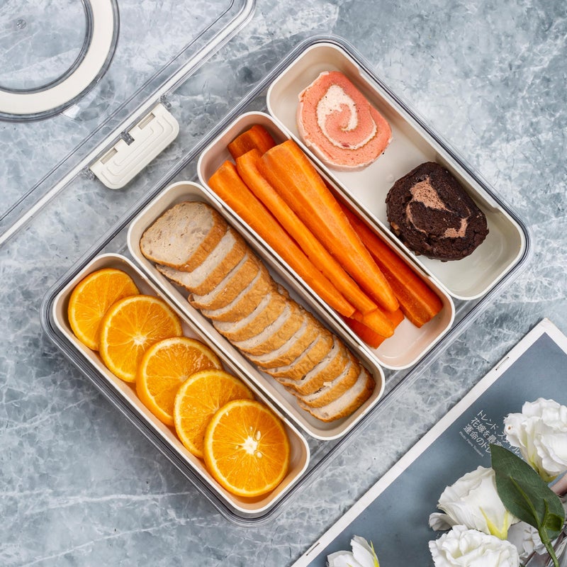 Bandesun Divided Serving Tray with Lid and Handle - Snackle Box Charcuterie Container for Portable Snack Platters - Clear Organizer for Candy, Fruits, Nuts, Snacks,4-Grid - Image 3