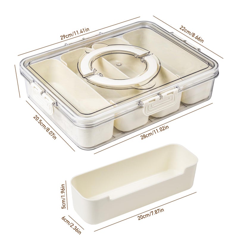 Bandesun Divided Serving Tray with Lid and Handle - Snackle Box Charcuterie Container for Portable Snack Platters - Clear Organizer for Candy, Fruits, Nuts, Snacks,4-Grid - Image 2