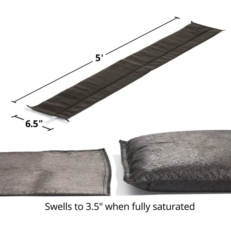PIG Water Barrier - Sandless Sandbags for Flooding - 4 Pack - 5'L x 6.5"W x .25"H Water Diverter - PM50416 - Image 2