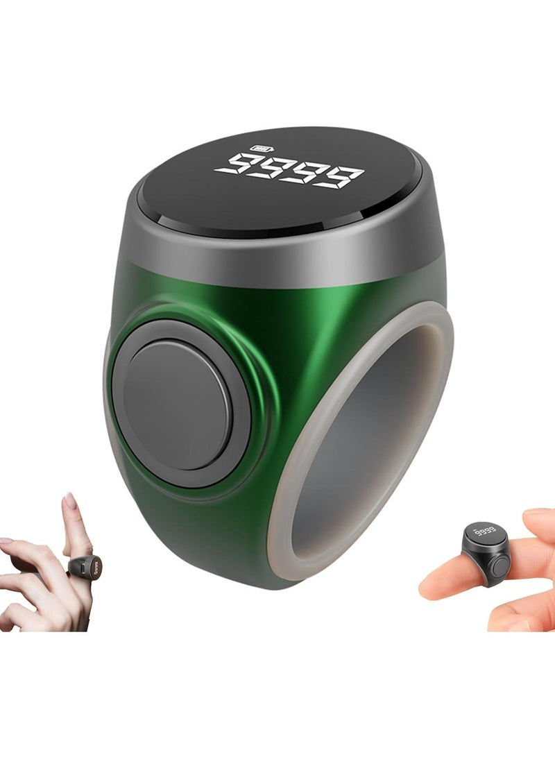 Hugifts Rechargeable Digital Tasbih Counter Ring, Type-C Charging 4-Digit OLED Night Display Adjustable Silicone Silent Electronic Finger Tally Counter for Muslim Prayer - Image 1