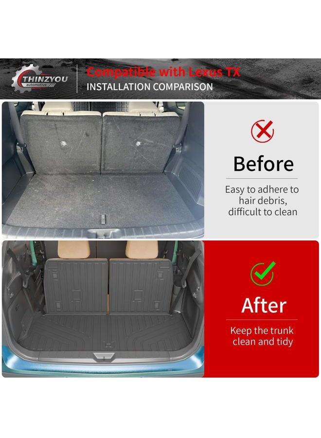Thinzyou Trunk Mat Compatible with 2024 2025 2026 Lexus TX350 TX500h TX550h+ 6&7 Seats Cargo Mat Cargo Liner Trunk Liner Back Seat Protector All Weather TX Accessories (Trunk Mat with Backrest Mat) - Image 2