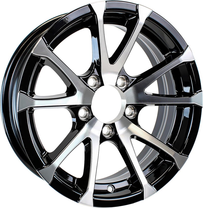 eCustomRim عجلة rim قارب الألمنيوم مقطورة 5 لوج 14 أفالانش أسود V-Spoke - Image 1