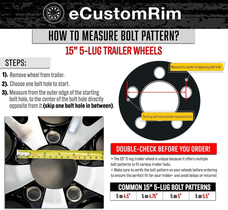 eCustomRim عجلة rim قارب الألمنيوم مقطورة 5 لوج 14 أفالانش أسود V-Spoke - Image 2