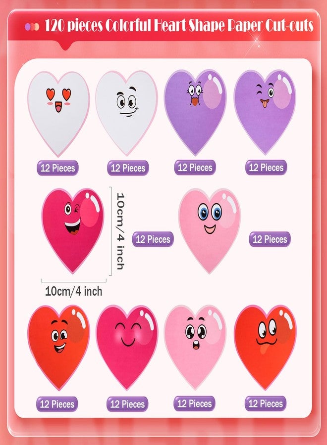 MixTeach 120 Pcs Colorful Heart Cutouts Heart Shapes Paper Bulletin Board, 10 Color - Image 2