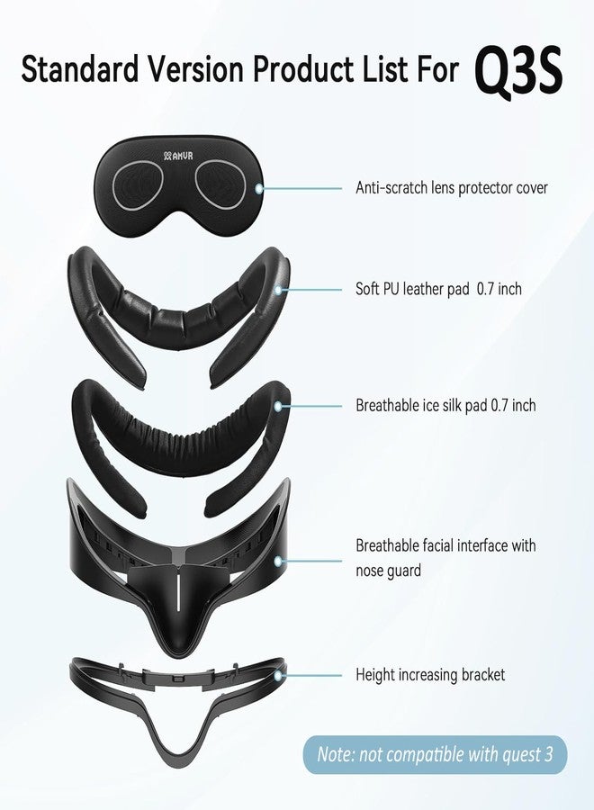 AMVR Facial Interface Face Pad Cover Compatible with Meta/Oculus Quest 3S Accessories, Comfort PU and Ice Silk Cotton Cushion,Not Fit Q3 (Standard Version) - Image 3