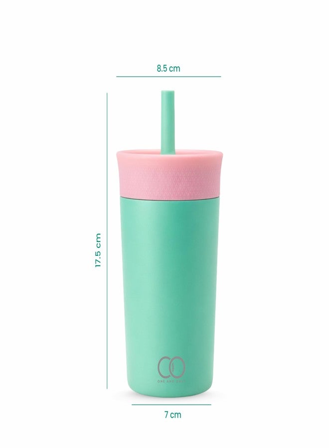 ONE AND ONLY Reusable Straw Tumbler 350ml Multilayer Teal Steel Sipper for the Kids and Toddler, Spill Proof Travel Mug for Baby - Image 4