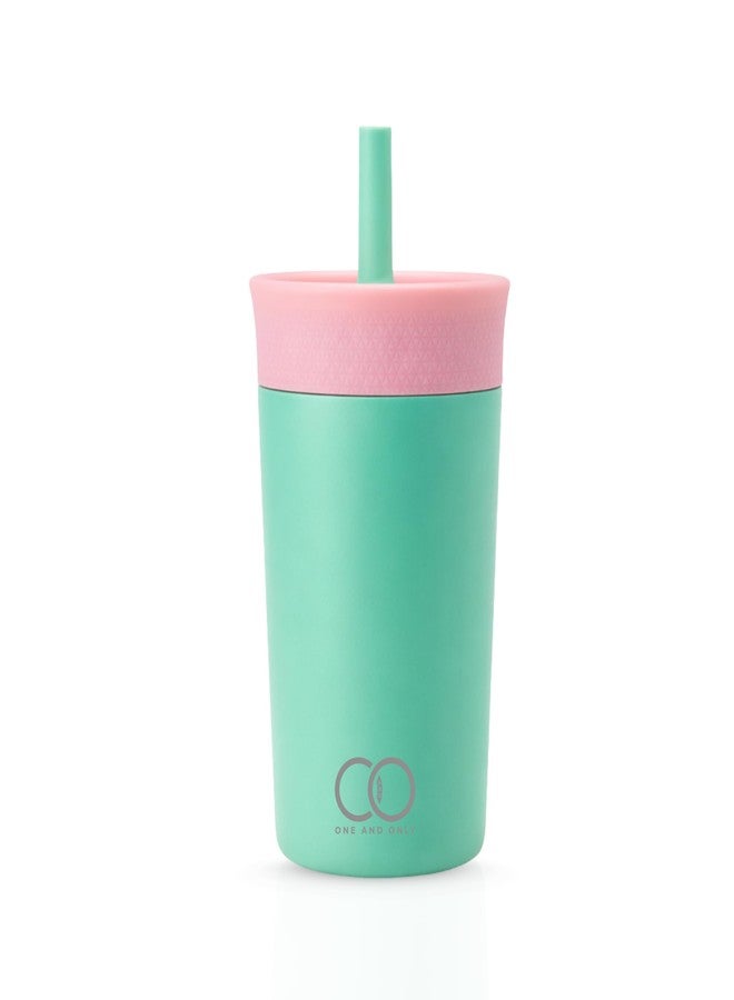 ONE AND ONLY Reusable Straw Tumbler 350ml Multilayer Teal Steel Sipper for the Kids and Toddler, Spill Proof Travel Mug for Baby - Image 1